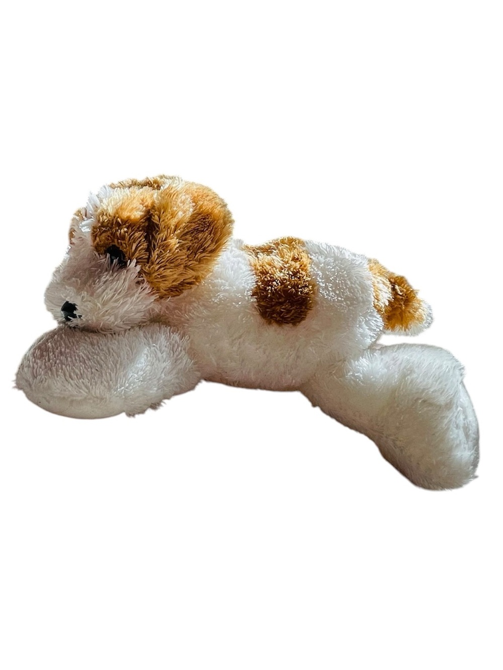 Plush Puppy Dog Stuffed Animal White & Brown Soft Toy 8”
